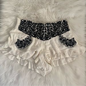 LF angel biba white shorts black embroidery